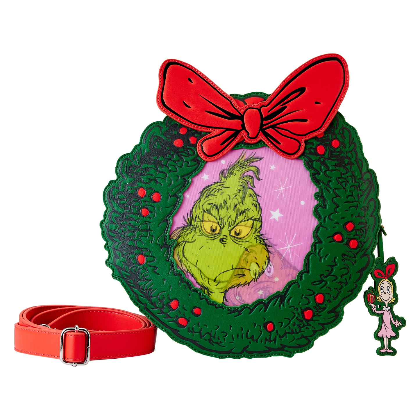 Loungefly Dr. Seuss' How the Grinch Stole Christmas! Wreath Crossbody Purse *PRE-ORDER ITEM*