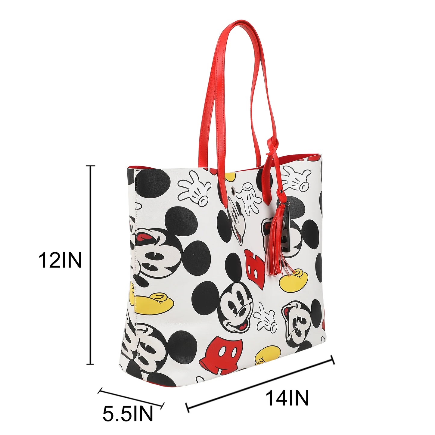 Disney Mickey Mouse Face Shoes & Shorts All-Over Print White 20" Tote Bag