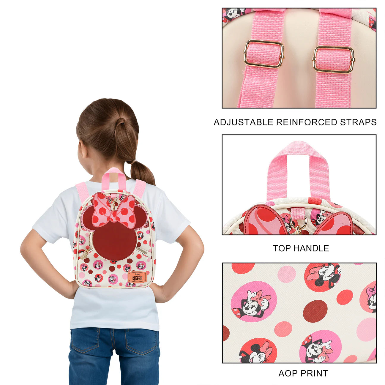 Disney Minnie Mouse Ears & Bow White Mini Backpack For Girls