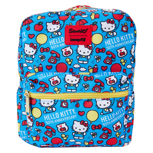 Loungefly Sanrio Hello Kitty 50th Anniversary All-Over Print Nylon Square Mini Backpack *PRE-ORDER ITEM*