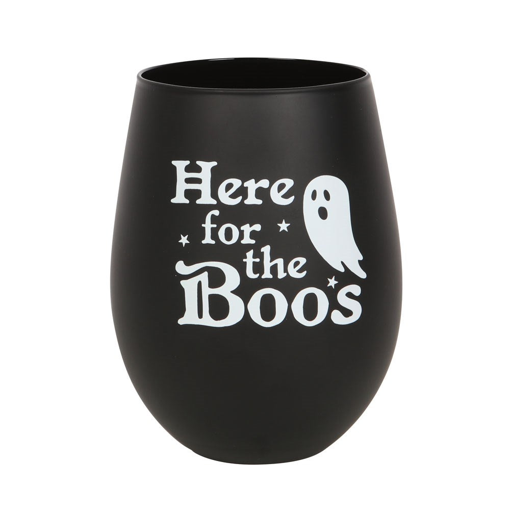 Here For The Boos Halloween Ghost Stemless Glass