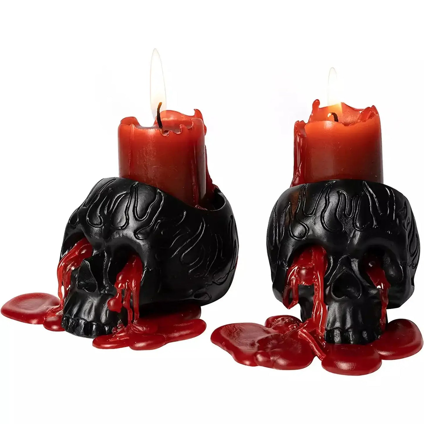 Skull Blood Halloween Candles Bleeding Dripping Red 2 Pack