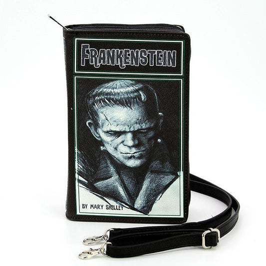 Frankenstein By Mary Shelly Book Clutch & Crossbody Purse Black