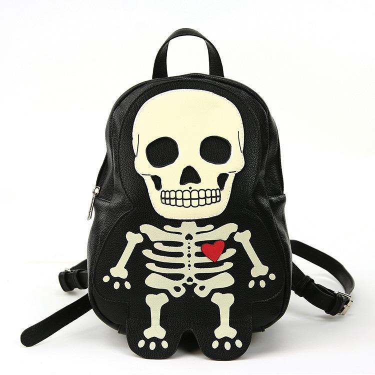Glow In The Dark Skeleton Black Backpack Purse