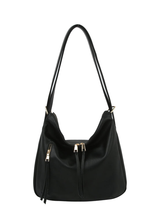Libby Large Reversible Hobo Handbag Black