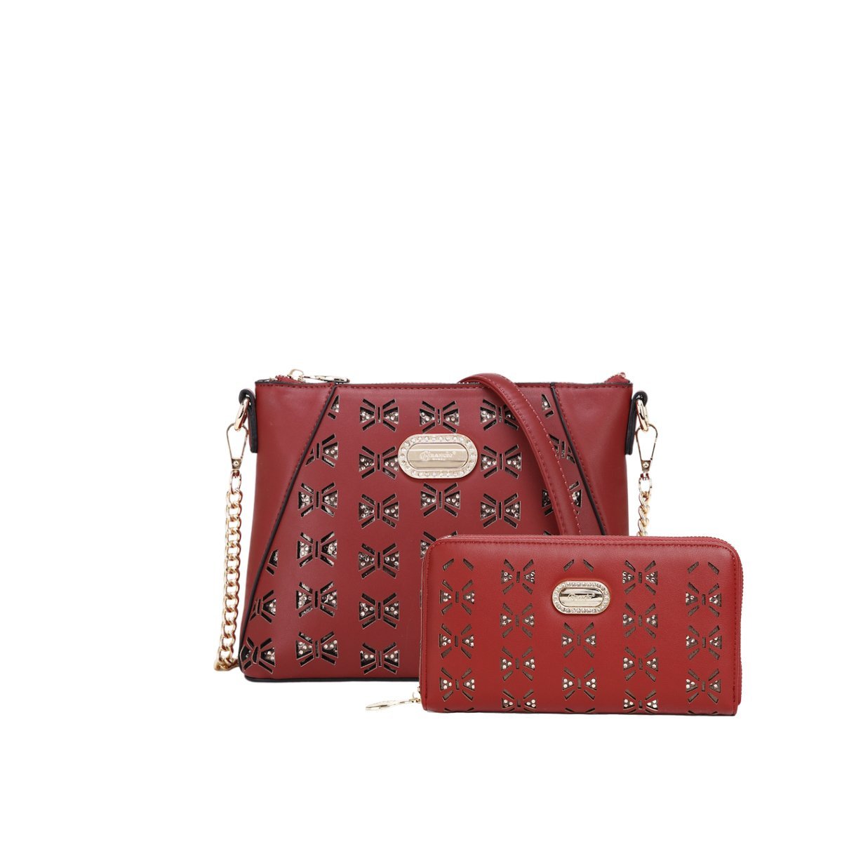 Jenna Crystal Small Cross-body Purse Red