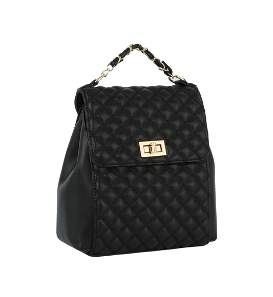 Quilted Reversible Mini Backpack Black