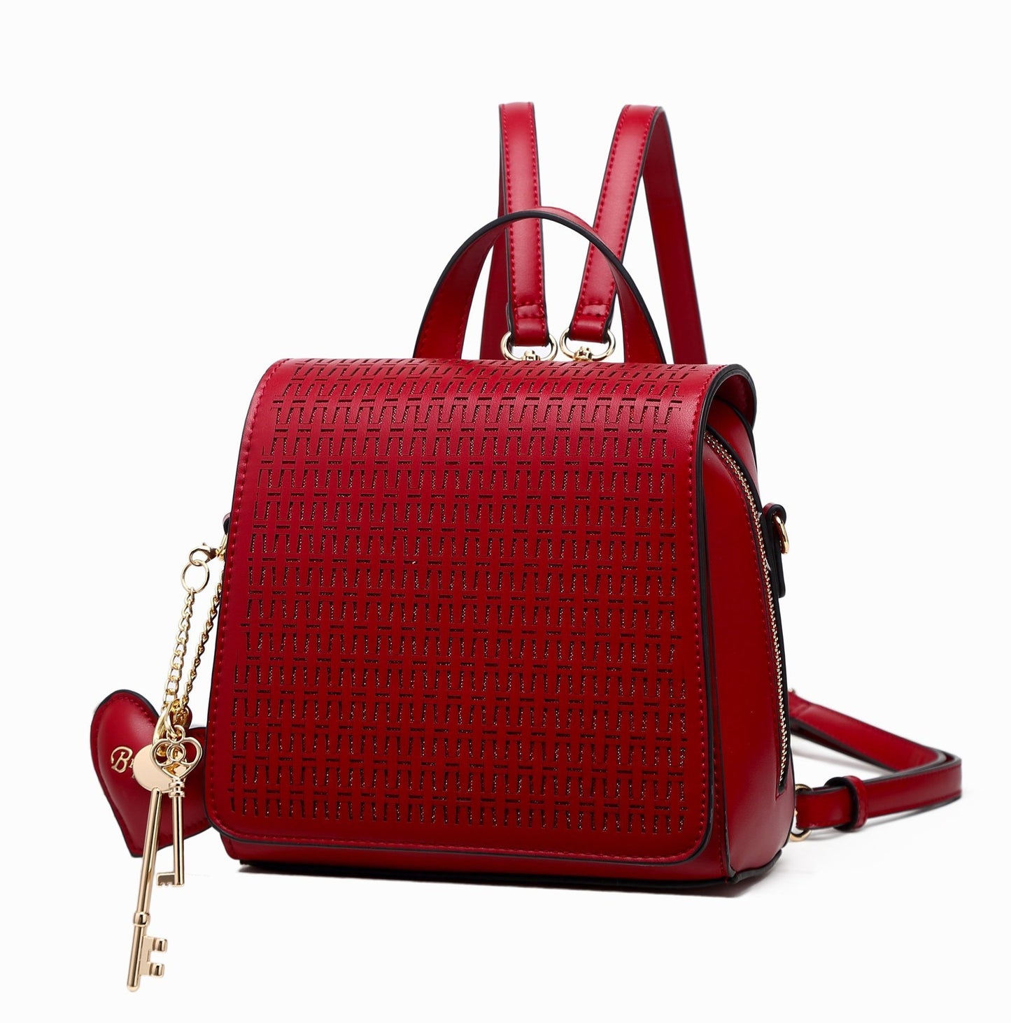 Sacred Heart Reversible Mini Backpack Purse Burgundy