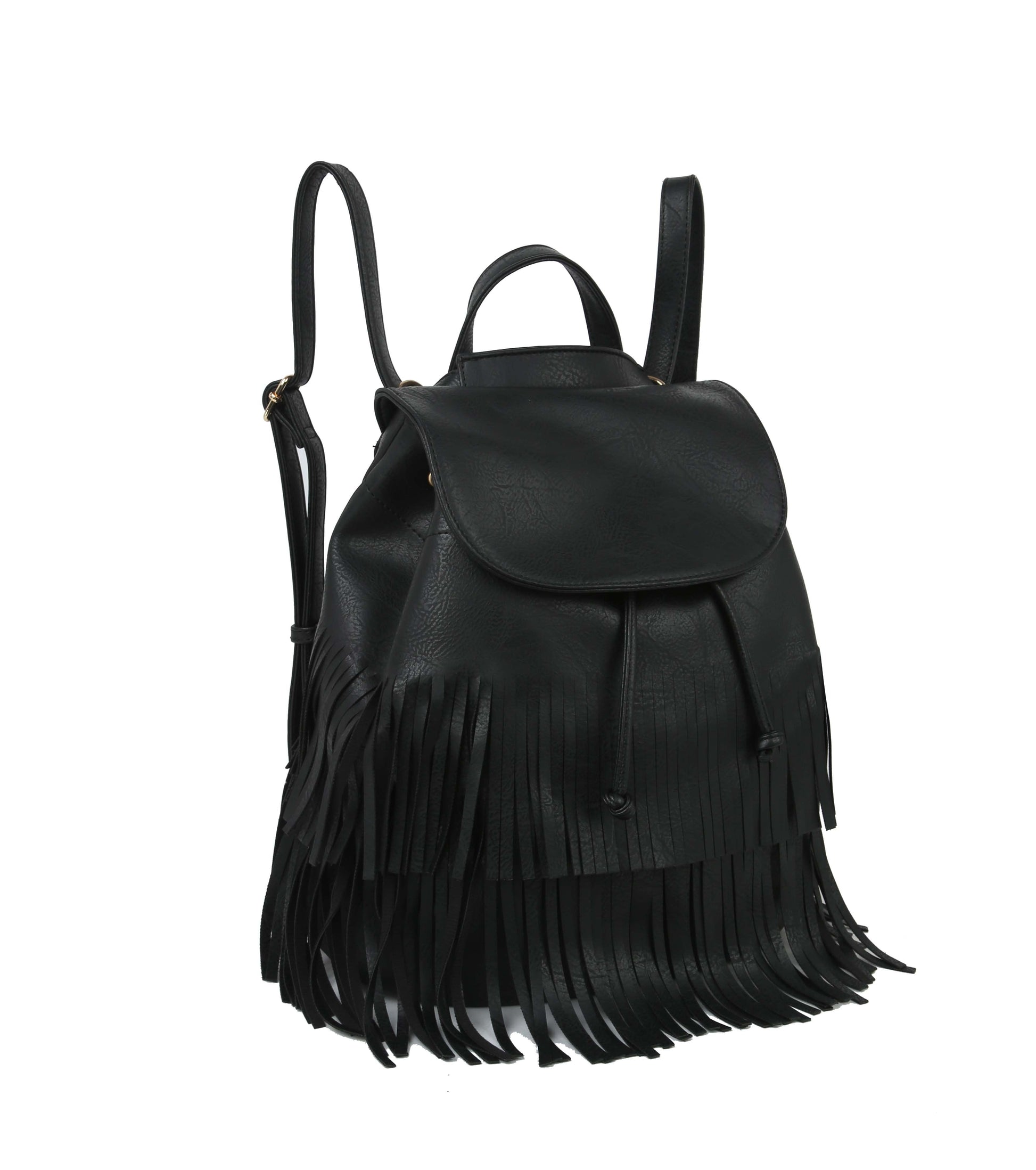 fringe backpack mini Faux Leather Fringe Mini Backpack Black