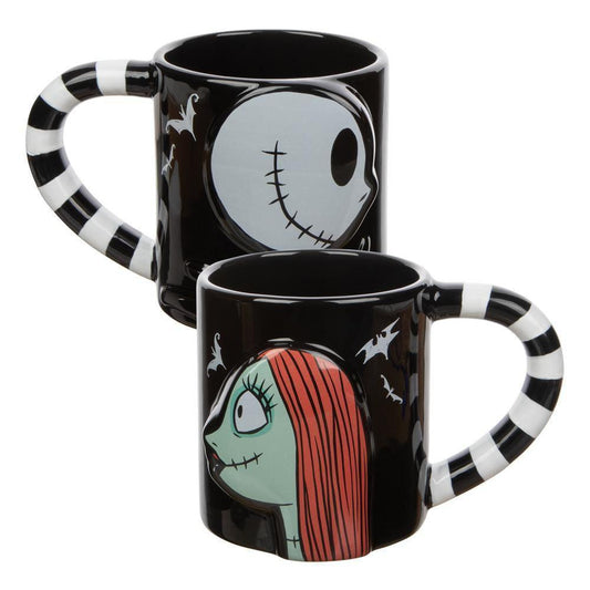 BioWorld The Nightmare Before Christmas Jack & Sally 20 oz Sculpted Ceramic Mug Set of 2