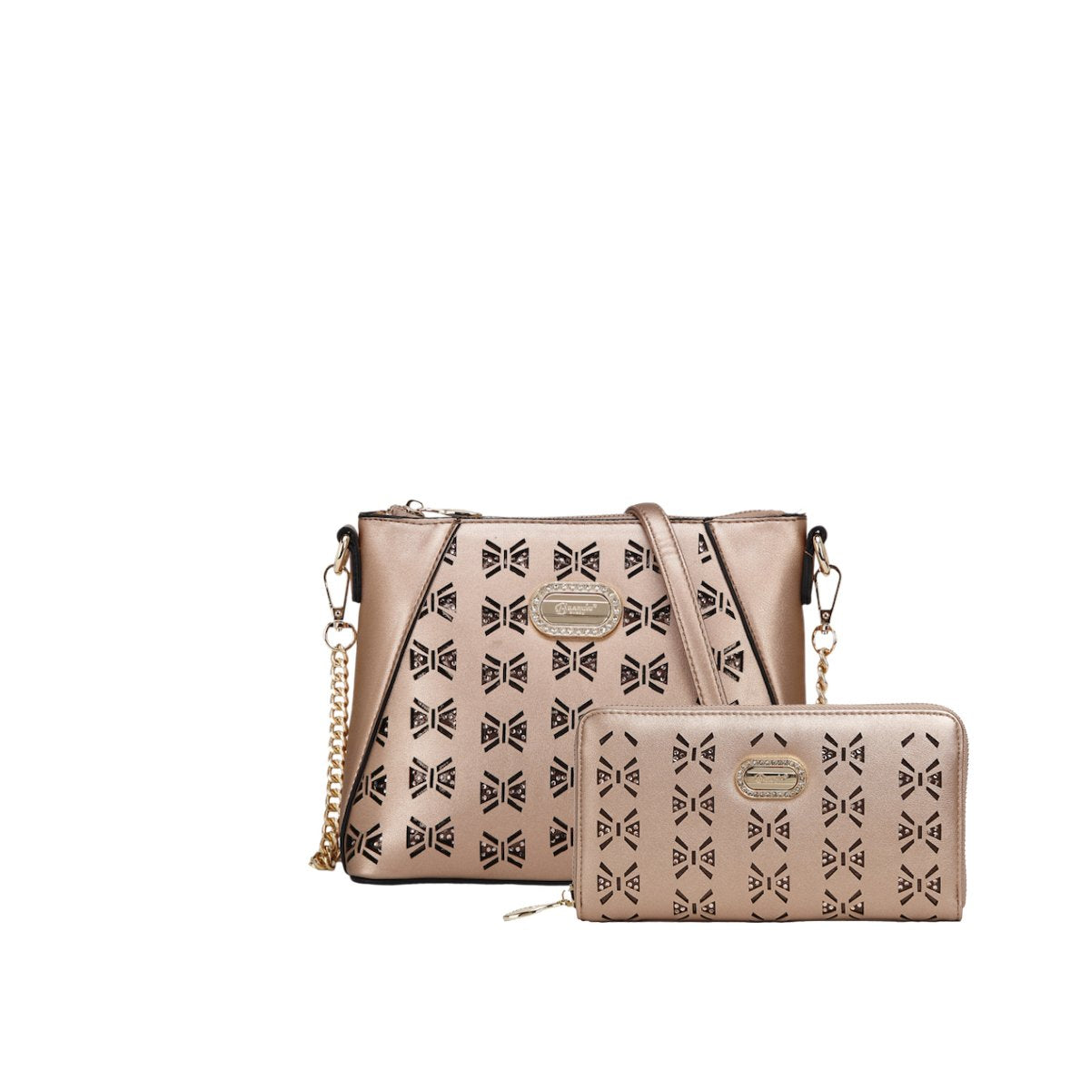 Jenna Crystal Small Cross-body Purse Rose Gold