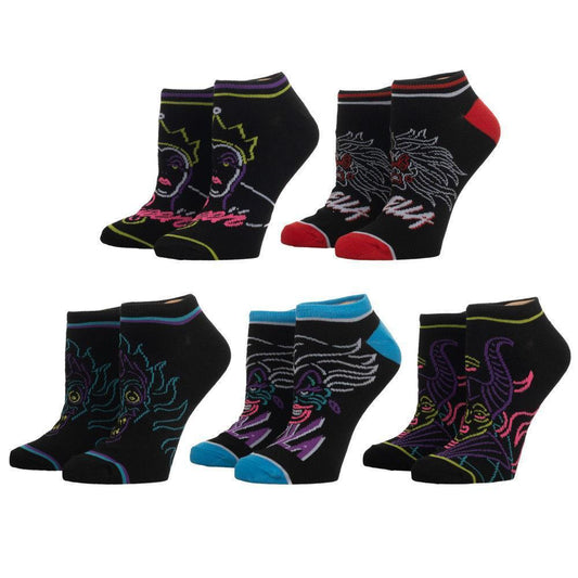 BioWorld Disney Villains 5 Pair Ankle Socks