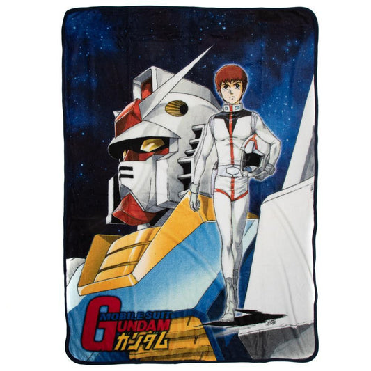 Bioworld Mobile Suit Gundam Original Cover Fleece Throw Blanket