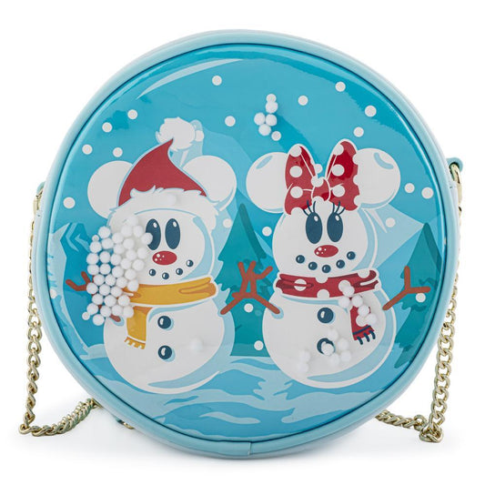 Loungefly Disney Snowman Mickey And Minnie Snow Globe Crossbody