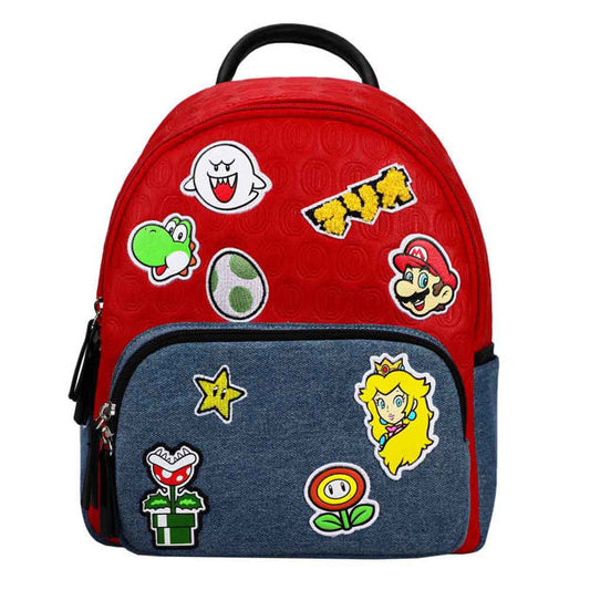 BioWorld Super Mario Icon Patches Embossed Mini Backpack