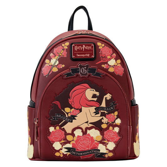 Loungefly Harry Potter Gryffindor House Floral Tattoo Mini Backpack *PRE-ORDER ITEM*