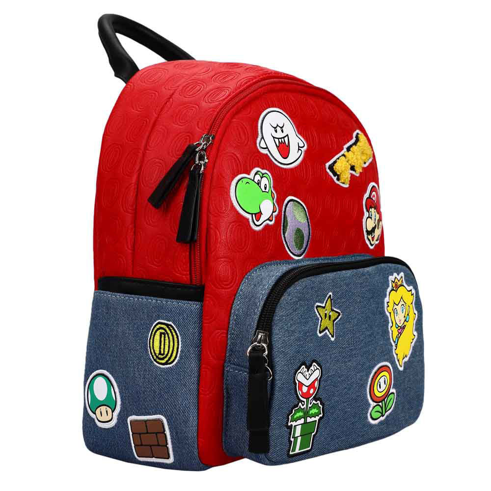 BioWorld Super Mario Icon Patches Embossed Mini Backpack