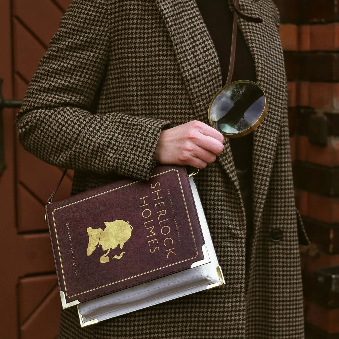 Well Read Sherlock Holmes Silhouette Book Crossbody Purse Small Bag