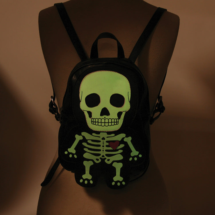 Glow In The Dark Skeleton Black Backpack Purse