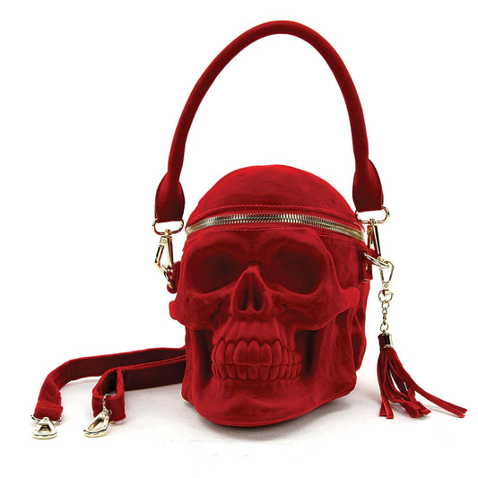 Red Velvet Skull Handbag