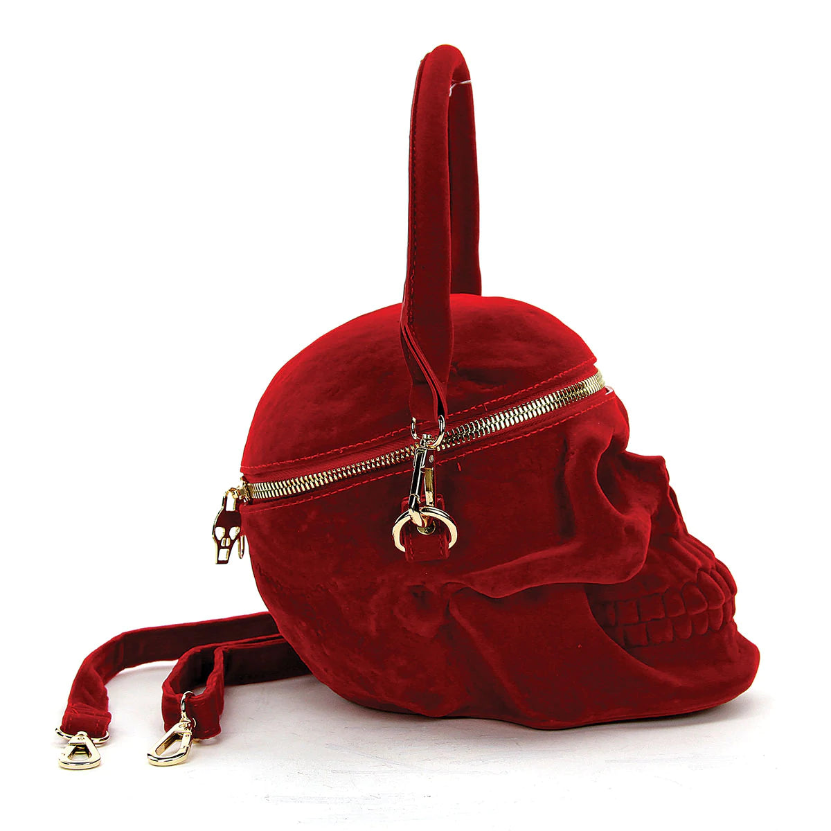 Red Velvet Skull Handbag