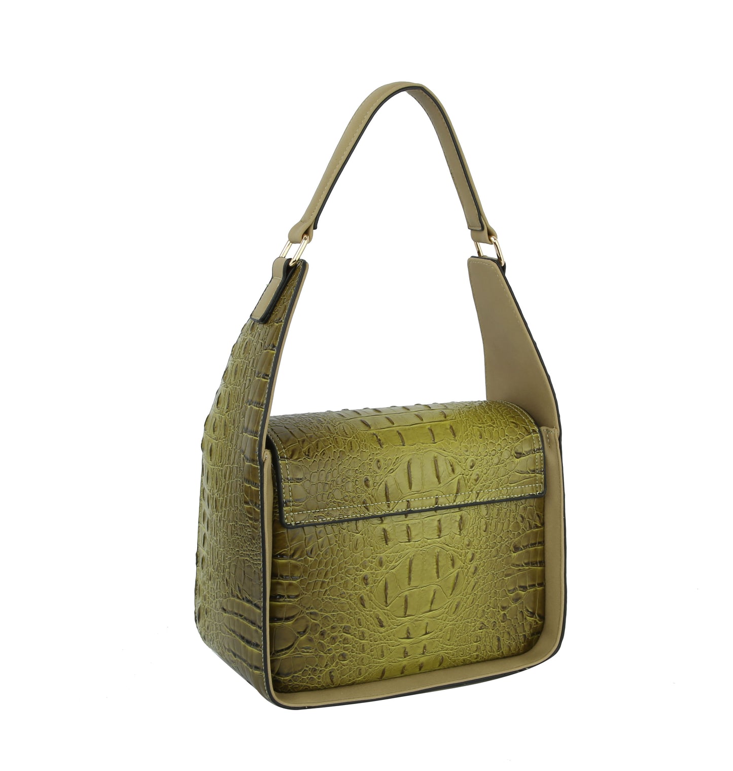 Small Square Faux Gator Handbag With Matching Wallet Sage