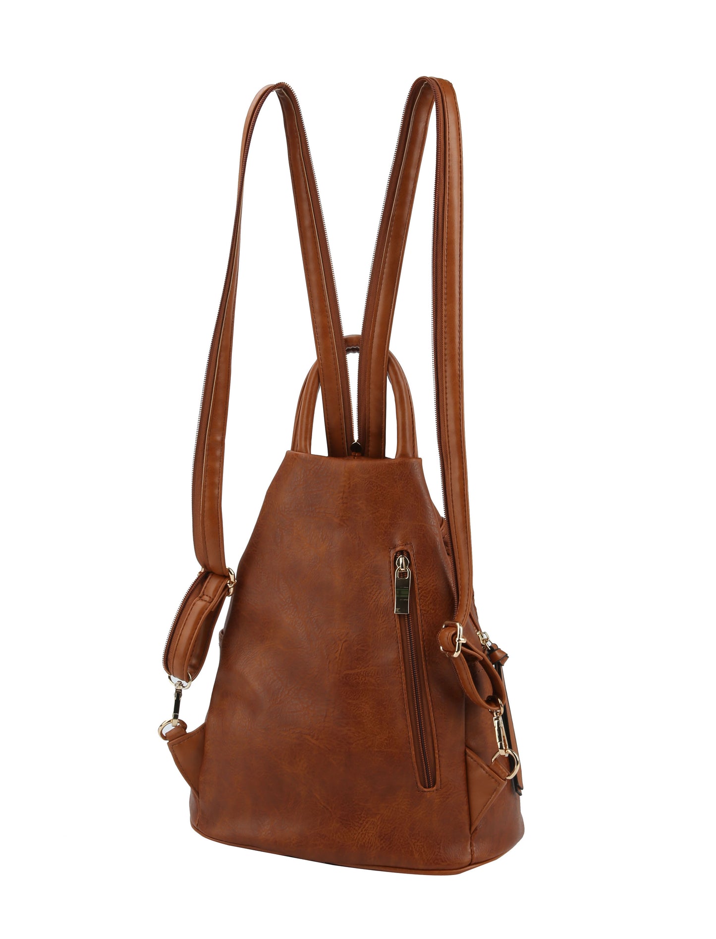 Jane Triangle Backpack Purse Brown
