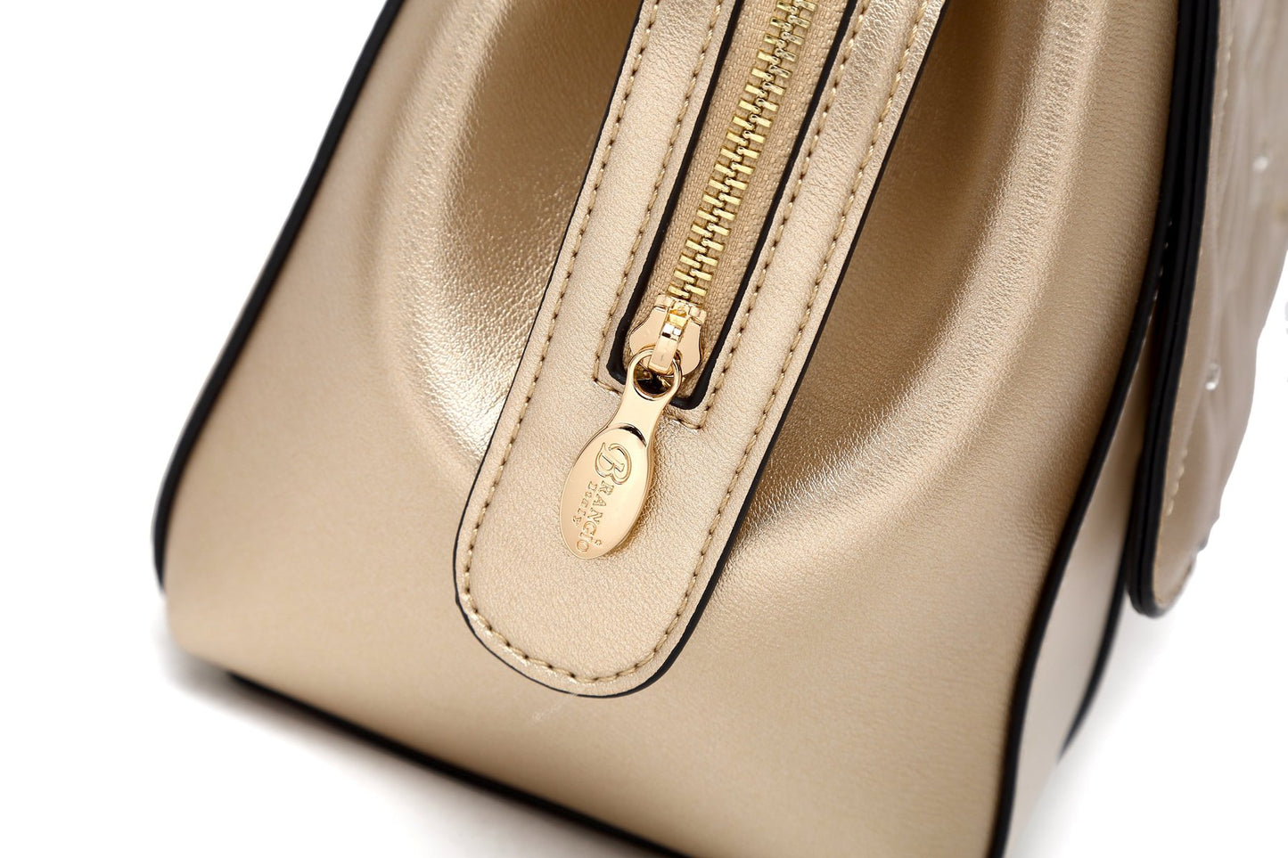 Rosette Crystal Medium Satchel Handbag Blush