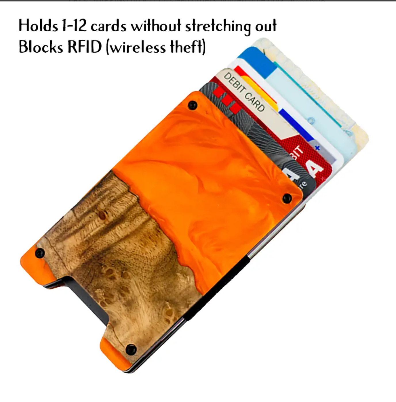 Wood & Teal Resin Minimalist Wallet Front Pocket Wallet