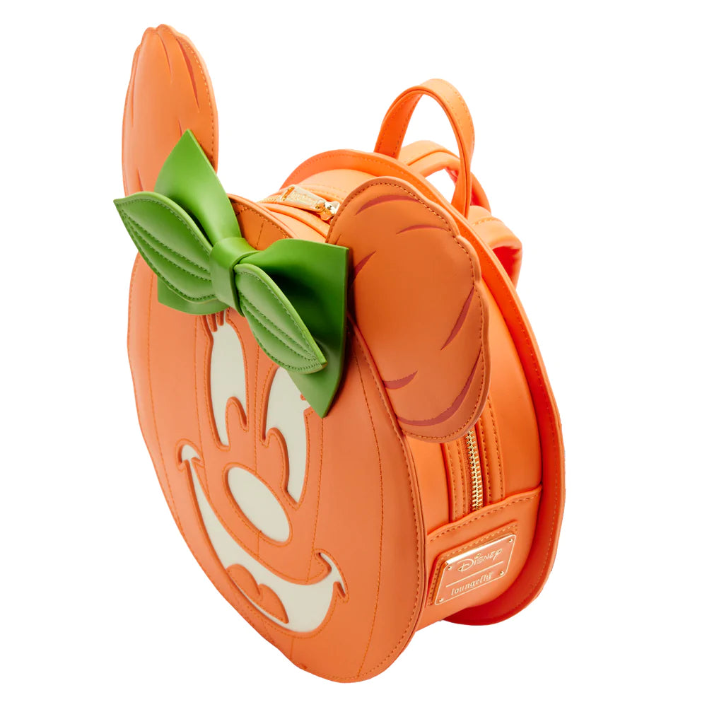 disney mickey mouse pumpkin mini backpack by loungefly Disney: Glow Face Pumpkin Minnie Loungefly Mini Backpack