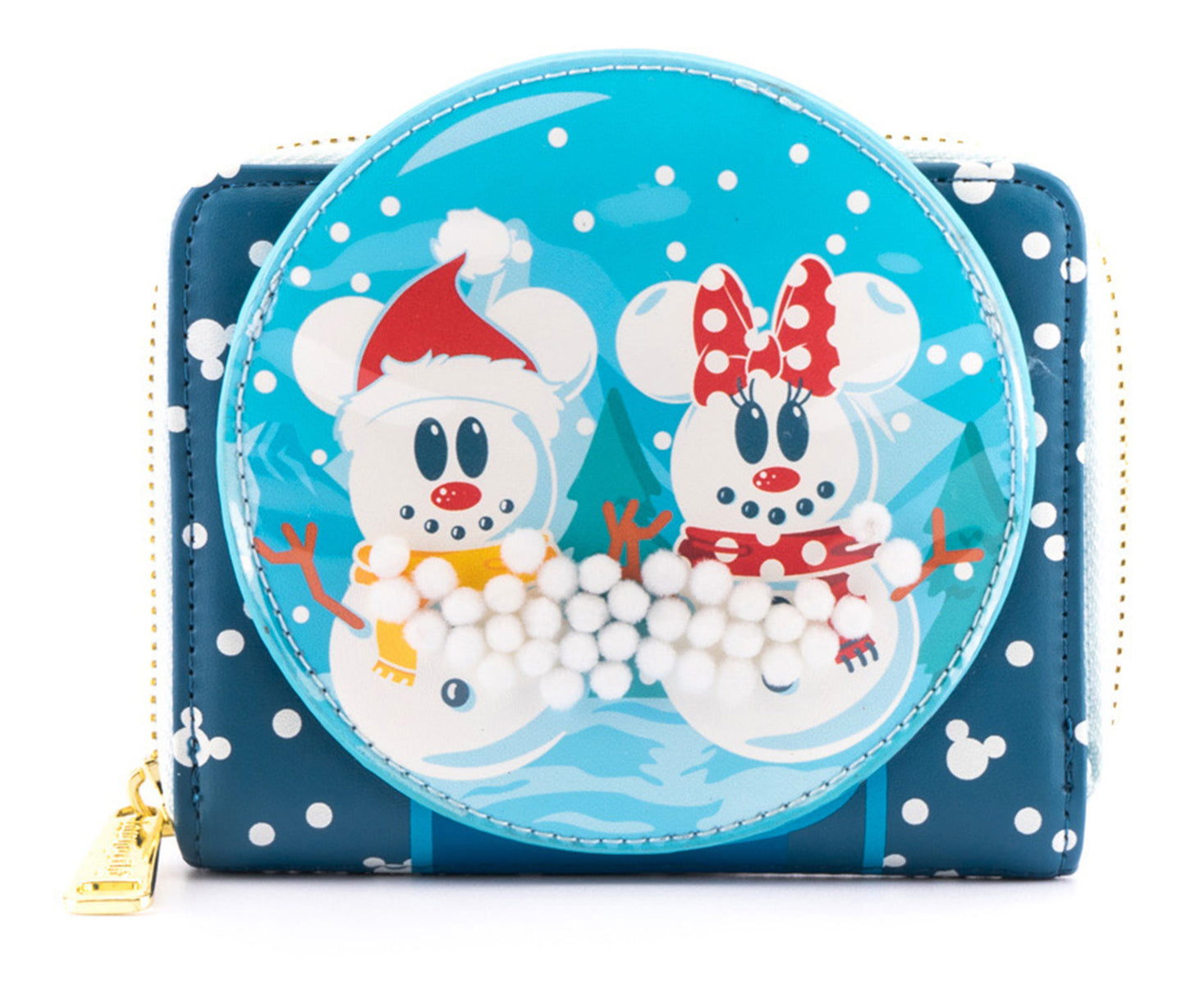 Loungefly Disney Snowman Mickey And Minnie Snow Globe Zip-around Wallet