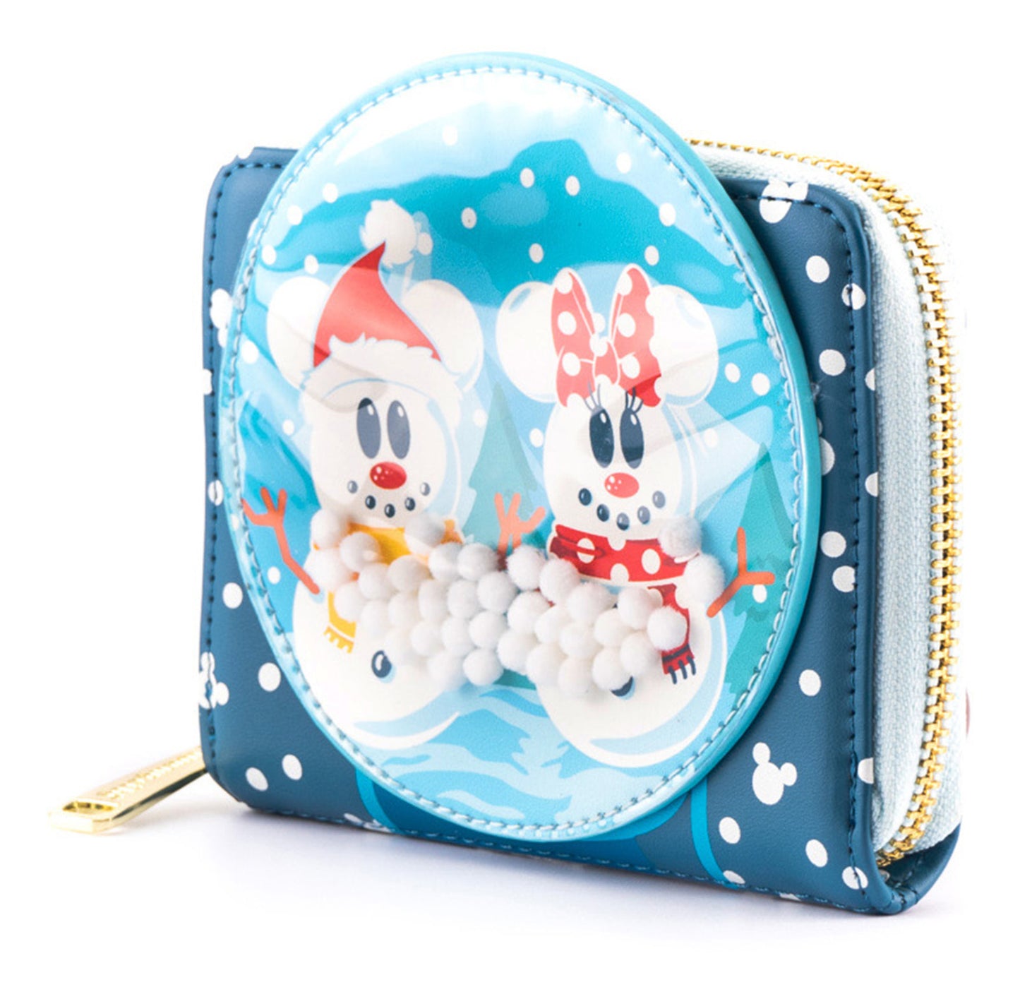 Loungefly Disney Snowman Mickey And Minnie Snow Globe Zip-around Wallet